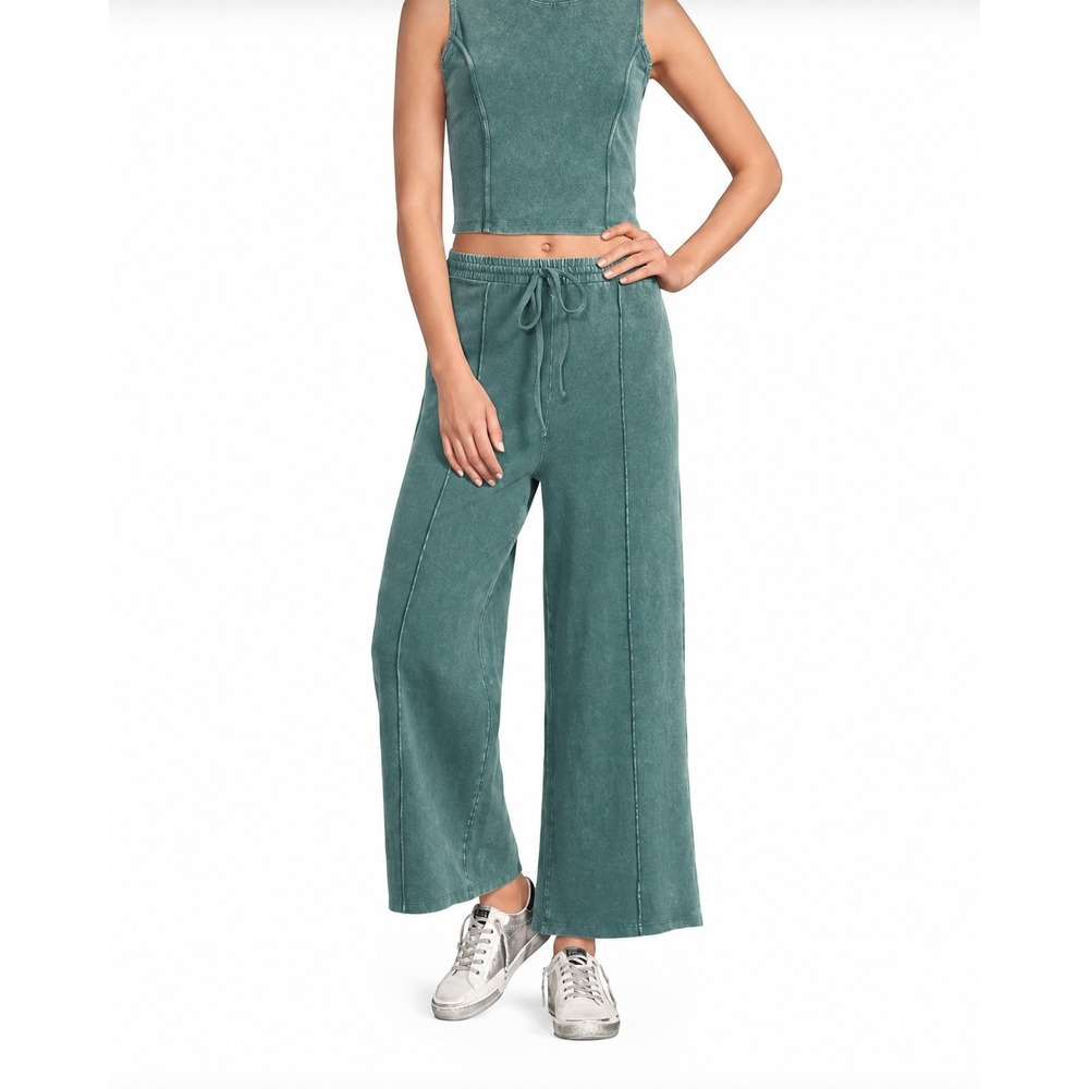 Double Zero Teal Pant Set Drift Away Mineral Wash Wide Leg Medium NWT